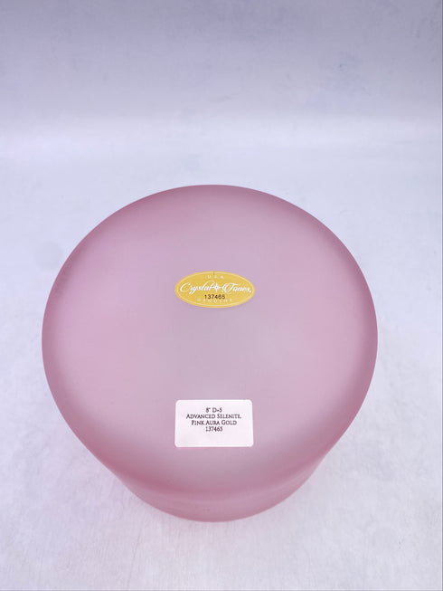 Rare 8" D Advanced Selenite Pink Aura Gold Alchemy™ Crystal Tones Singing Bowl